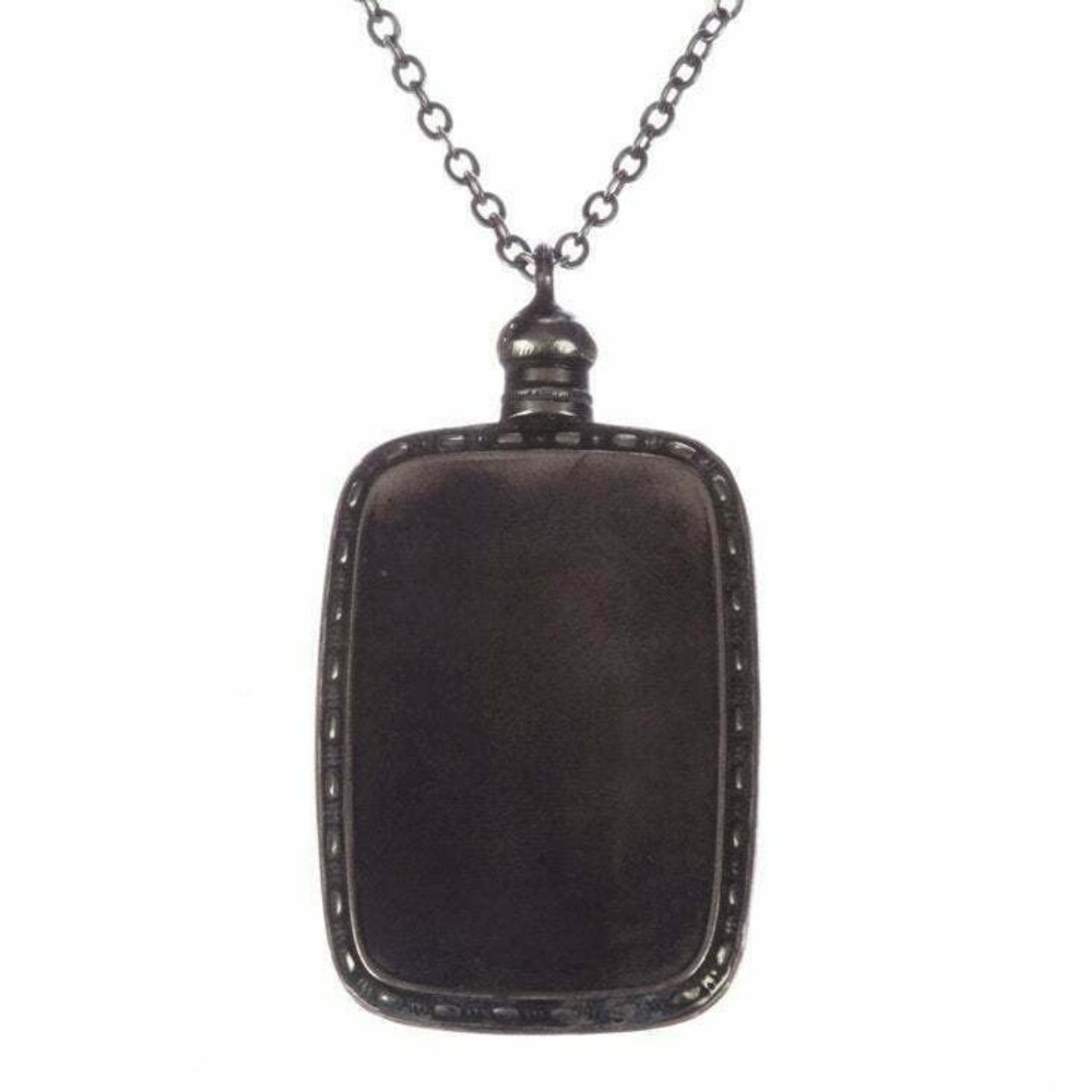 Art Deco Sterling Silver Etched Vial Necklace